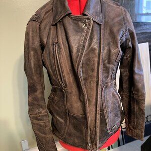 Hard to Find Vintage Harley Davidson Women's Distressed Leather Racing Jacket